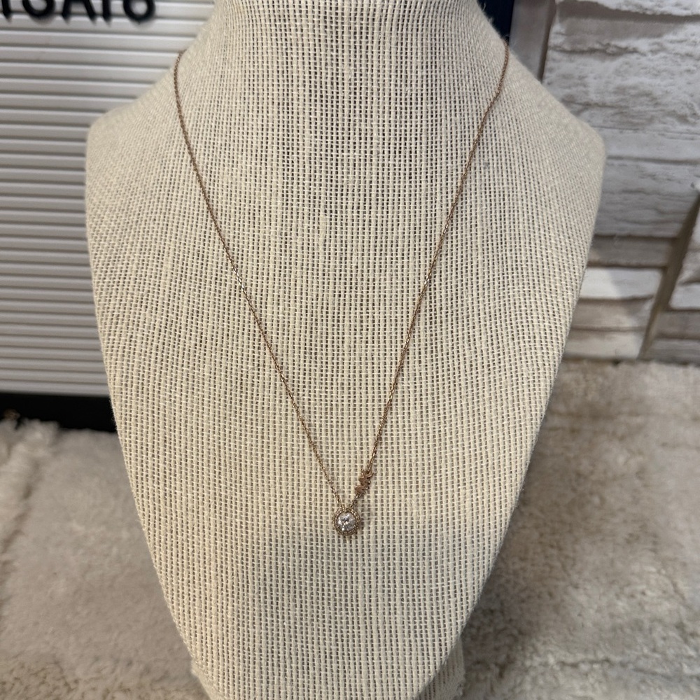 Michael Kors Rose Gold with Crystal Charm Brilliance CZ Pendant Necklace - Picture 5 of 13